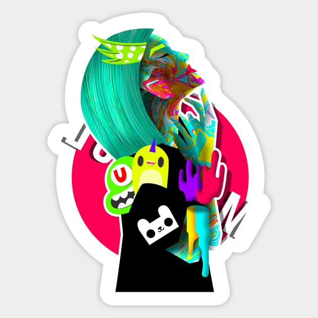 Abstract Cyan Hair KAYE 12 Sticker by chachazart